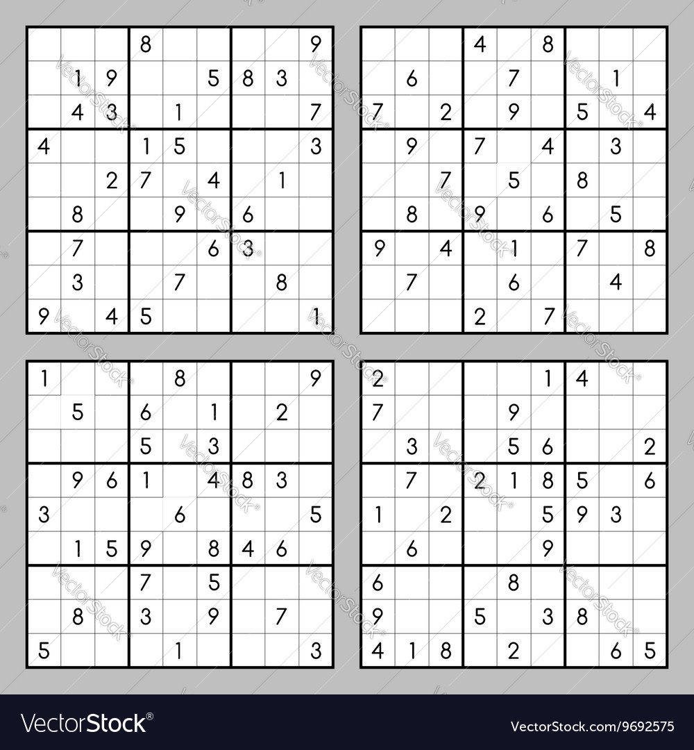 Sudoku Puzzles Royalty Free Vector Image VectorStock Sudoku Puzzles Royalty Free Vector Image VectorStock