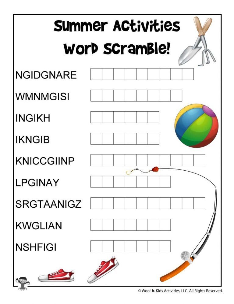 Summer Word Puzzles Printable