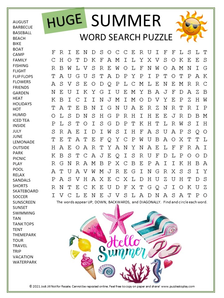 Summer Word Search Puzzles For Kids Summer Word Searc Vrogue co