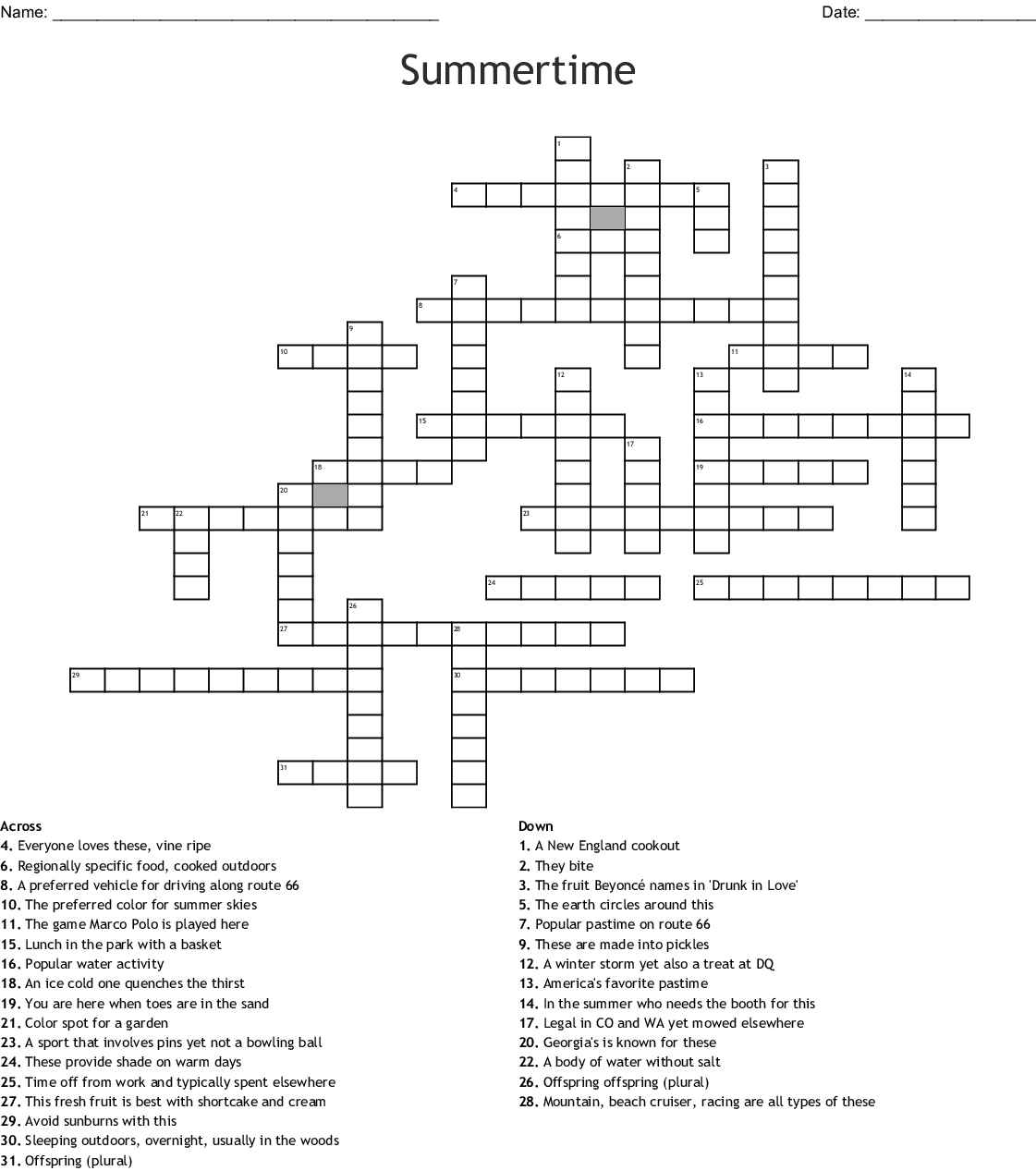 Summertime Crossword Wordmint Summer Crossword Puzzle Free Summertime Crossword Wordmint Summer Crossword Puzzle Free