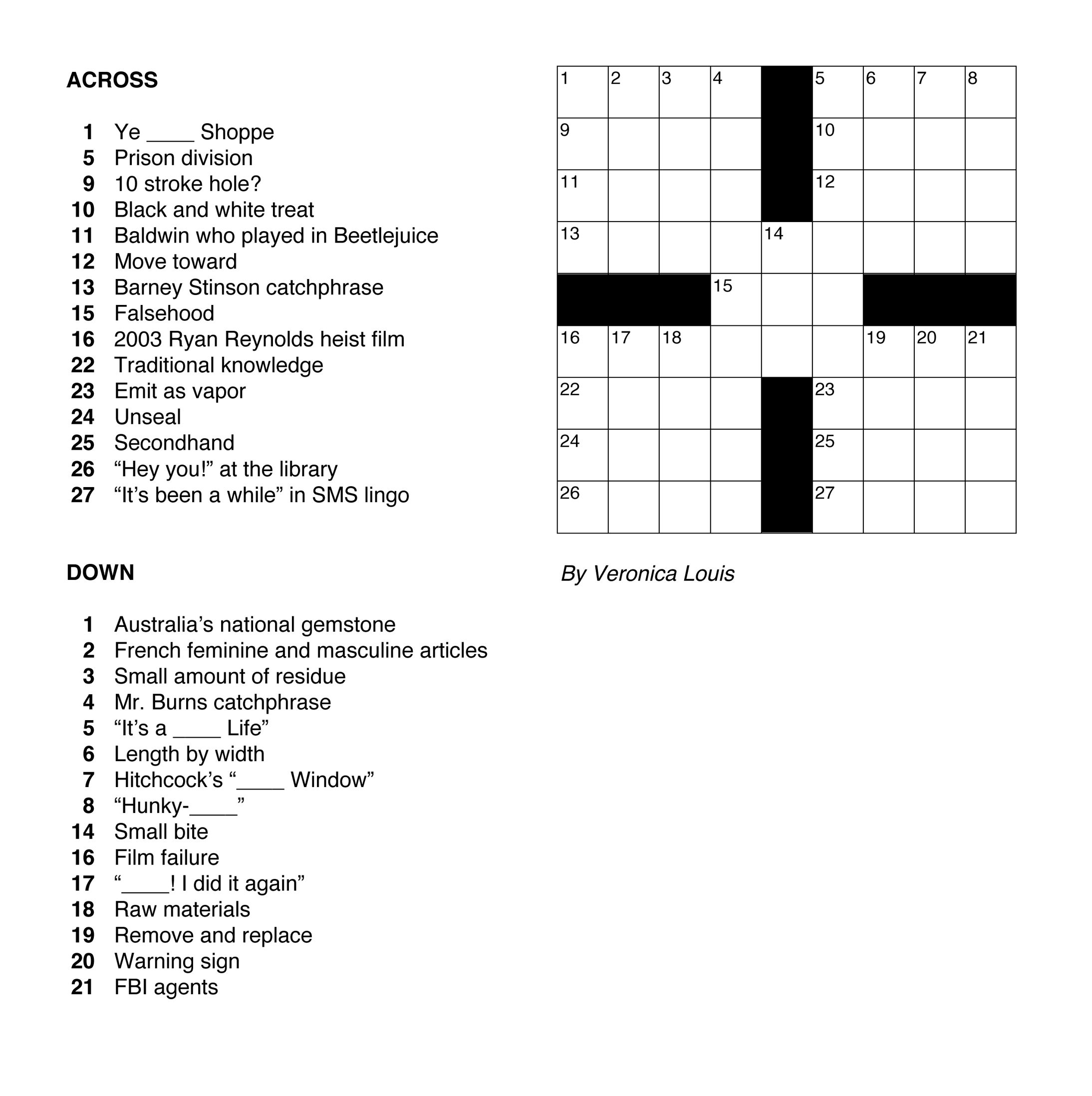 The Cruciverbalist 39 s First Constructed Crossword Puzzle