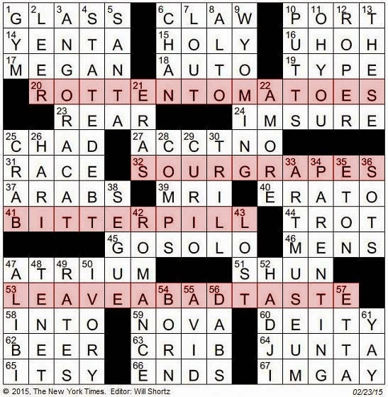 The New York Times Crossword In Gothic 02 23 15 The Monday Crossword
