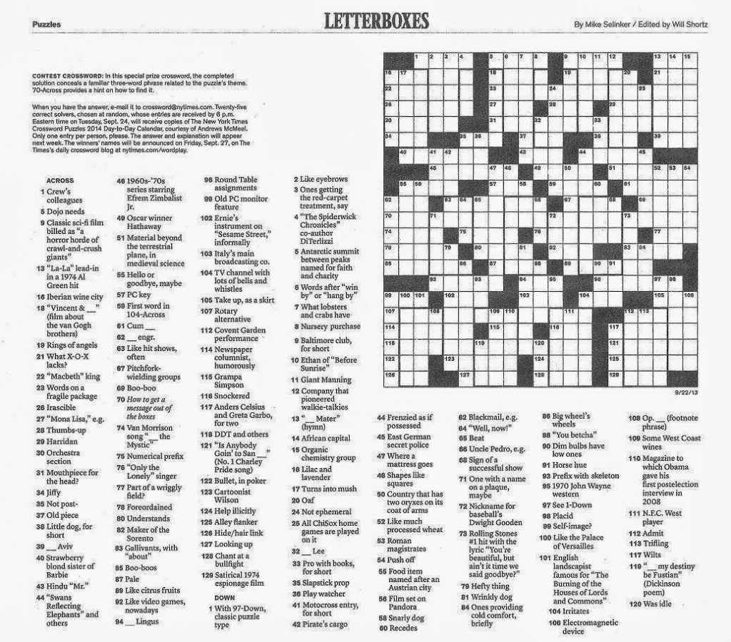 The New York Times Crossword In Gothic 12 02 12 Lo And Behold Free