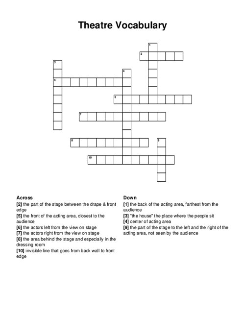 Theatre Vocabulary Crossword Puzzle