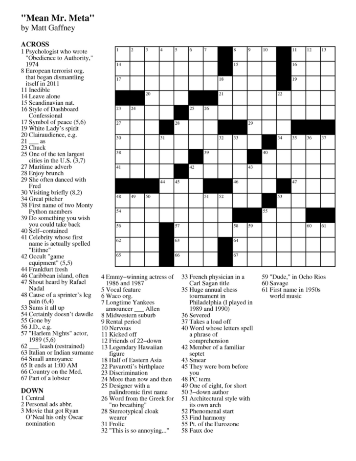Toronto Star Premier Crossword Puzzle James Crossword Puzzles