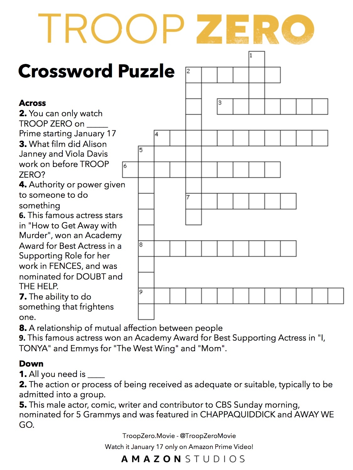 TROOP ZERO Crossword Simply Sweet Days