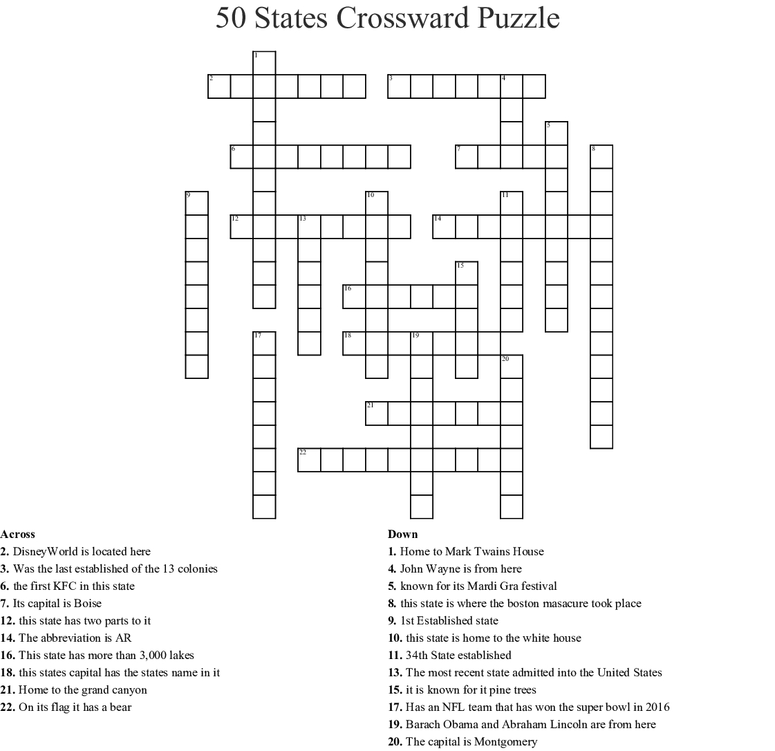 United States Crossword Puzzles