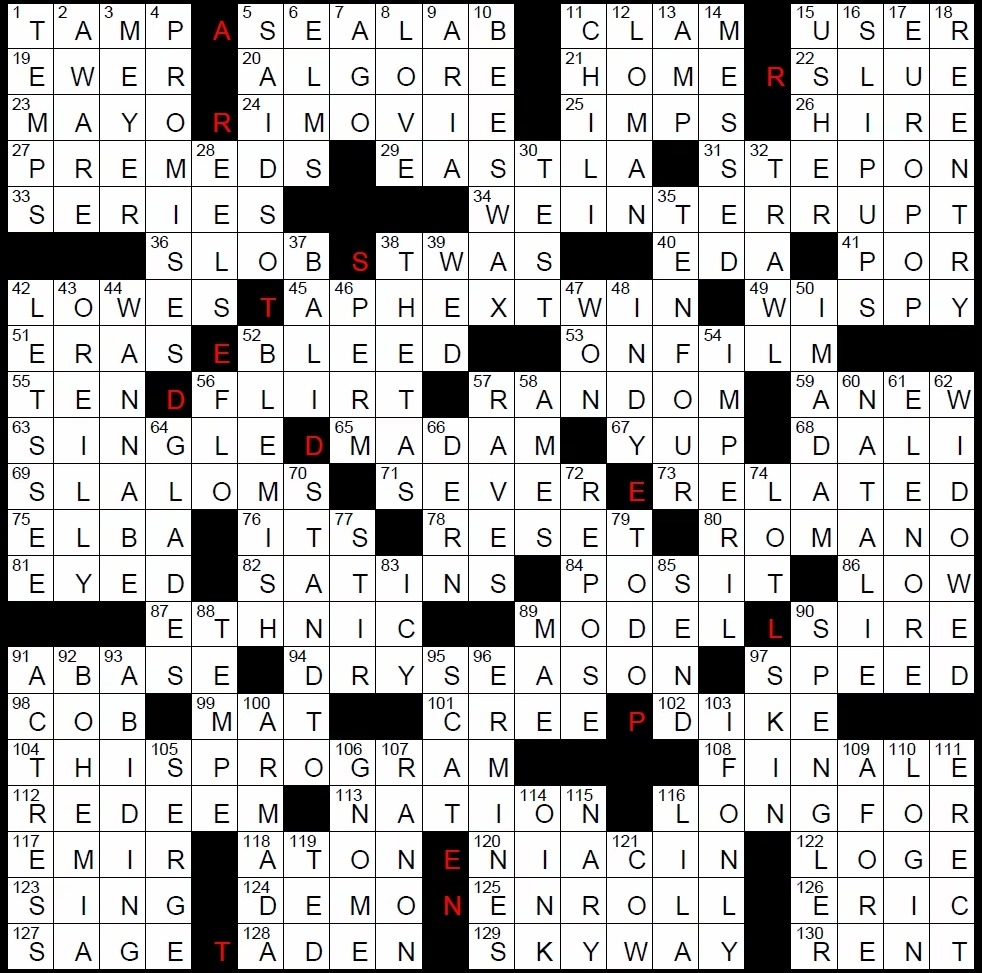 Washington Post Crossword Daily Crossword Imogen Tully R 