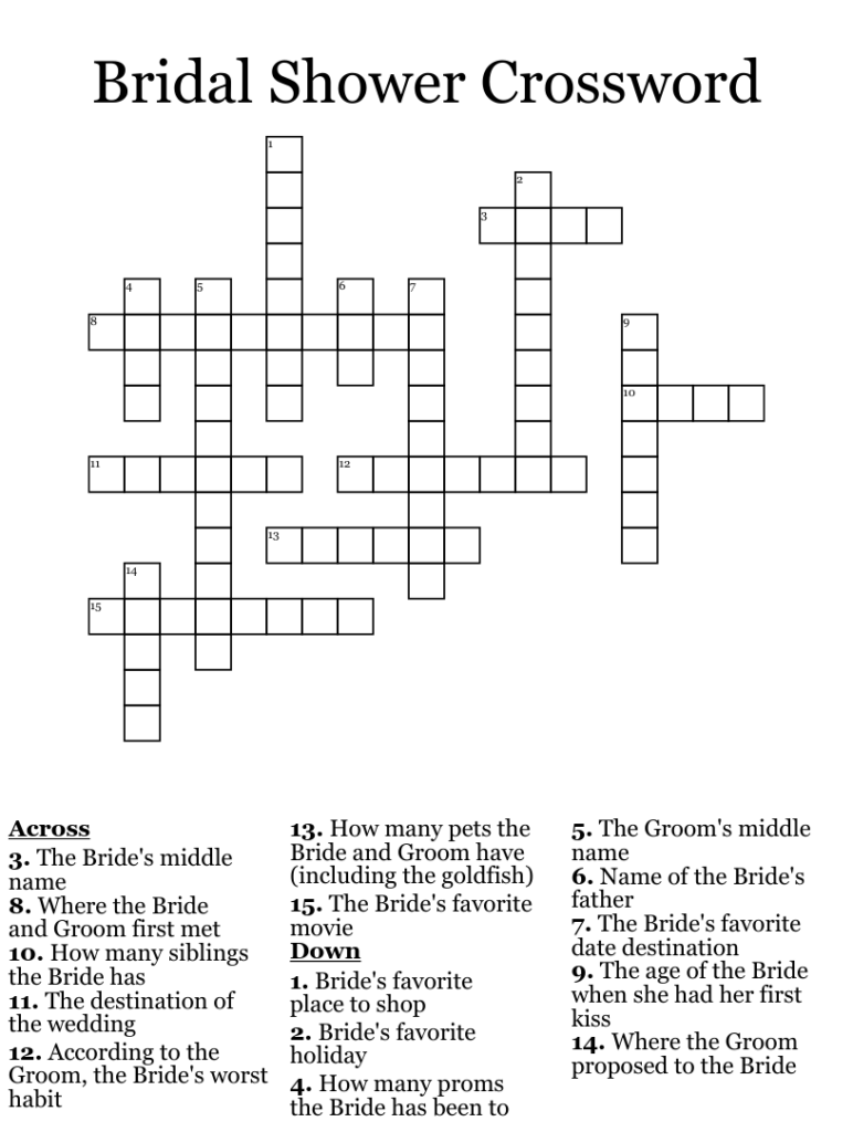 Wedding Crossword Puzzle Free Crossword Puzzles Printable Wedding Crossword Puzzle Free Crossword Puzzles Printable