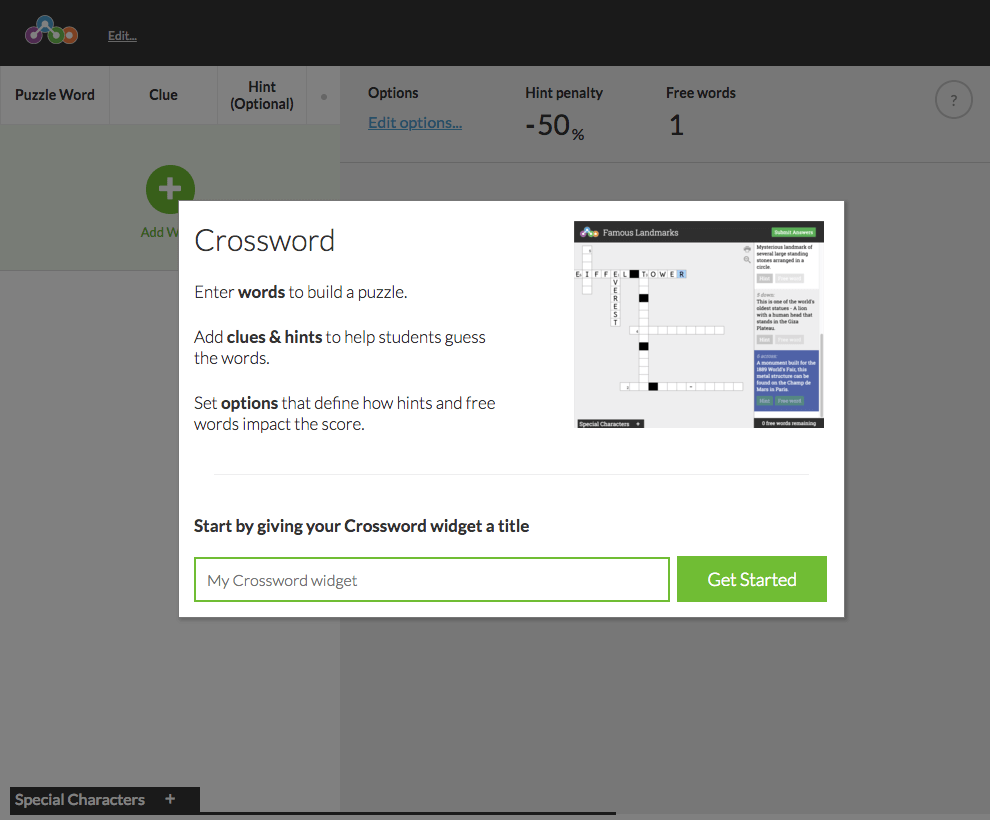 Widget Details Materia