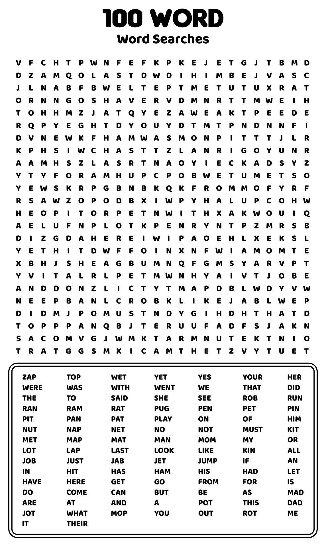 Word Finder Printable Puzzles