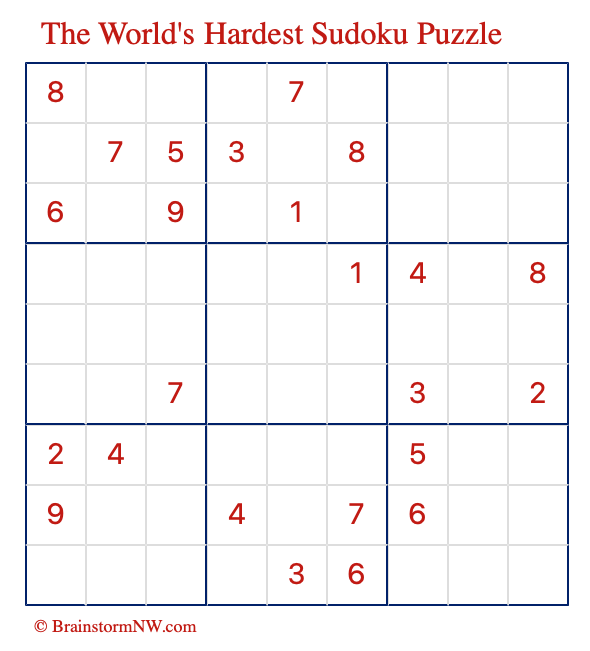 World 39 s Hardest Sudoku Puzzle